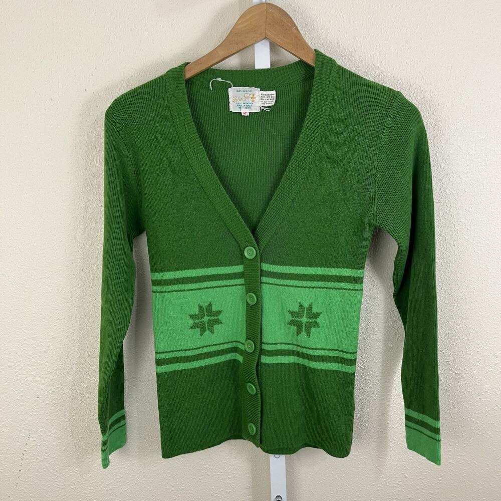 Vintage Helen Sue Knit Button Cardigan Sweater Womens M Medium Retro 70s Mod